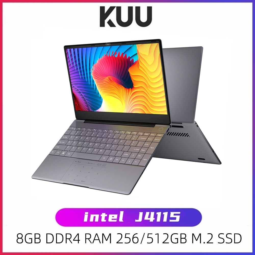 KUU K2S For Intel Celeron J4115 14.1-inch IPS Screen All Metal Shell Office Notebook 8GB RAM 256GB/512GB SSD with type C laptop