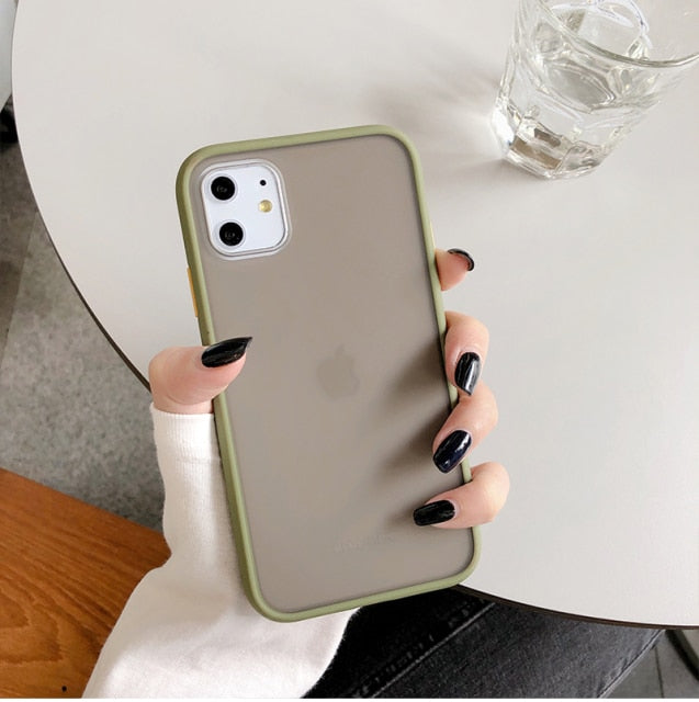 Hybrid Simple Matte Bumper Phone Case for iPhone (Multiple Options Available)